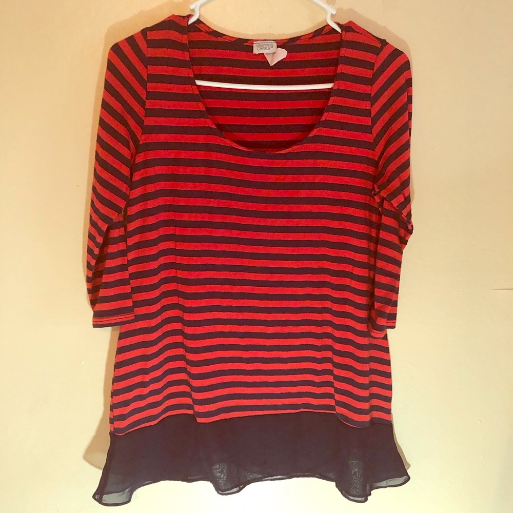 🌂Charming Charlie Sz. S red & blue blouse